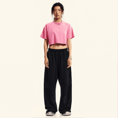 Hussle Varsity Essentials Loose-Fit Cropped Crewneck T-Shirt