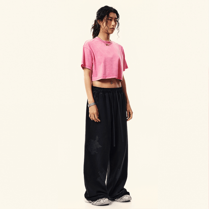 Hussle Varsity Essentials Loose-Fit Cropped Crewneck T-Shirt